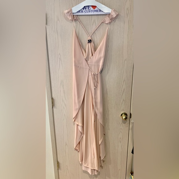 Lulus Here's to Us Blush Pink High-Low Wrap Dress Size Large - Picture 4 of 10